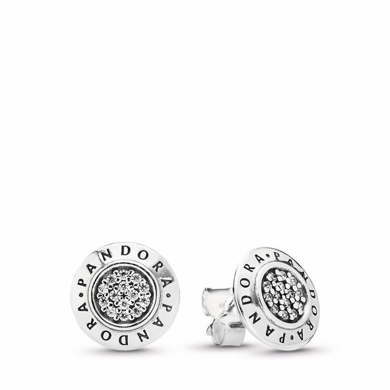 Pandora Signature Stud Earrings Ireland - Sterling Silver/Cubic Zirconia - 695082LBZ